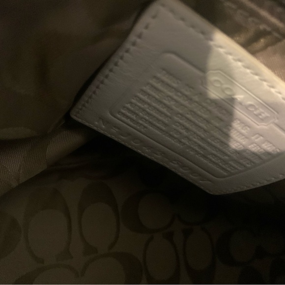 Coach Light Blue Suede Tote with White Leather Trim with Dust Cover - Picture 8 of 8